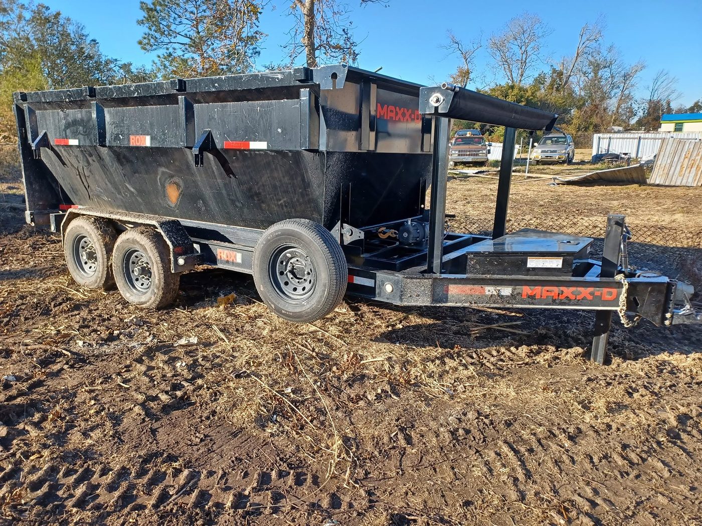 Heavy-duty dump trailer used for debris haul-off